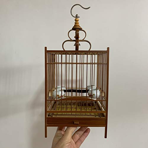 PapageienkäfigKleiner Vogel-Reisekäfig, Vogelkäfige for Sittiche, quadratischer Retro-Vogelreisekäfig for kleine Vögel, tragbarer Kleiner Vogelkäfig for Haustiere mit Schubladen von BFVAKBKYT