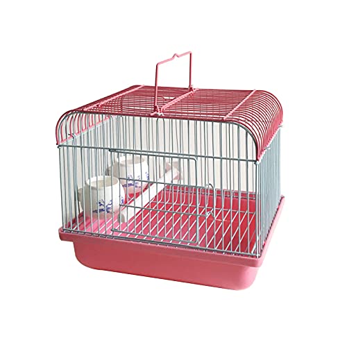 PapageienkäfigKleiner Vogel-Reisekäfig, for Vögel und Kleintiere Vogeltransportbox mit Sitzstange und Futternäpfen Tragbarer Vogelreisekäfig Leichtes, atmungsaktives Heimtierzubehör(Pink) von BFVAKBKYT