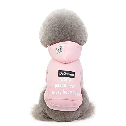 Cat Puppy Winter Warmer Mantel Hundebekleidung Herbst und Winter Pullover mit großer Tasche Kleiner Hund Haustierbekleidung Wintermantel, Pullover mit großer Tasche H1-rosa, Größe L (empfohlen 6.0-8 von BGFA