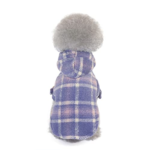 Cat Puppy Winter Warmer Mantel Hundebekleidung Herbst und Winter Tartan Windjacke Kleiner Hund Haustier Winter Warmer Baumwollmantel, A20 Tartan Windjacke-lila, XXL (Rückenlänge 40 cm geeignet für 1 von BGFA