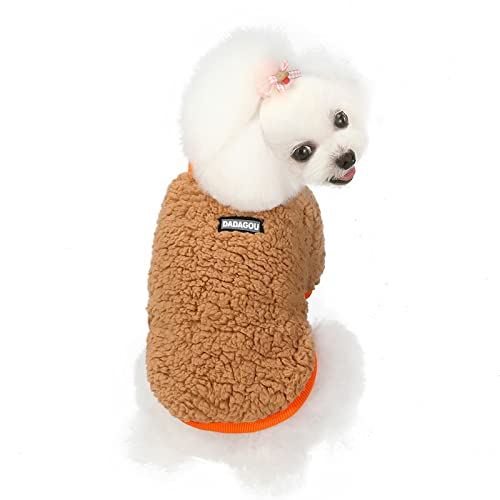 Cat Puppy Winter Warmer Mantel Hundekleidung Herbst- und Winterkleidung Candy Fleece Kleiner Hund Haustier Winter Warmer Zweibeiner Fleece, 21 Fünf-Farben Candy Fleece-Braun, Größe XL (Rückenlänge 3 von BGFA