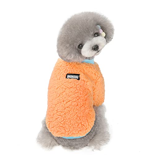 Cat Puppy Winter Warmer Mantel Hundekleidung Herbst- und Winterkleidung Candy Fleece Kleiner Hund Haustier Winter Warmer Zweibeiner Fleece, 21 Fünf-Farben Candy Fleece-Orange, Größe XL (Rückenlänge von BGFA