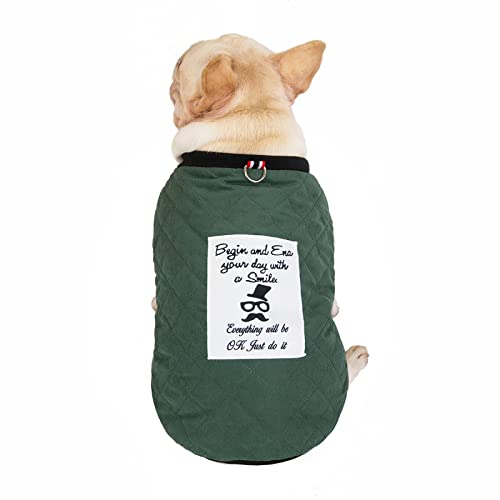 Hundepullover Bulldog Kleidung Herbst- und Wintermantel Shar Pei Fetter Hund Wintermantel Starling Weste Baumwollweste, 19 Bulldog Karierter Mantel G9-Army Green, M von BGFA