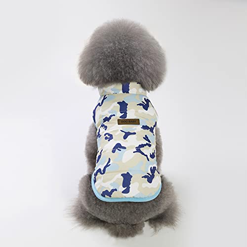 Hundepullover Hundebekleidung Winter Baumwollweste Haustier Herbst und Winter verdickter Warmer Lammpullover, Neue Camouflage Baumwollweste D18-blau, XXL Größe (empfohlen 12-16 Katzen) von BGFA