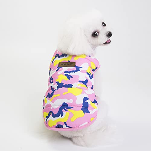 Hundepullover Hundebekleidung Winter Baumwollweste Haustier Herbst und Winter verdickter Warmer Lammpullover, Neue Camouflage Baumwollweste D18-pink, XXL Größe (empfohlen 12-16 Katzen) von BGFA