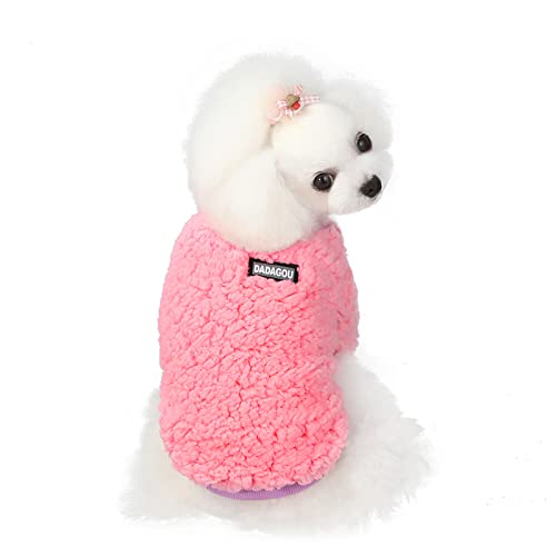 Hundepullover Hundebekleidung Winter Dicke wattierte Jacke Kleiner Hund Welpen Haustier Herbst- und Winterkleidung Plus Samt-Baumwolljacke, 21 Candy Fleece-Wassermelone rot, Größe L (empfohlen 6.0-8 von BGFA