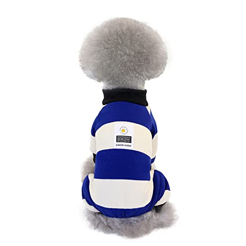 Hundepullover Hundekleidung Herbst- und Winterkleidung Vierbeiner gestreifte Heimkleidung für kleine Hunde im Herbst und Winter Plus Samt zum Warmhalten, A20 gestreifte Heimkleidung-blau, XXL-Größe von BGFA