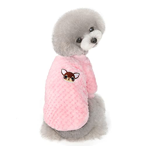 Hundepullover Welpen Fleece Haustier Hundebekleidung Winter Warme Kleidung für Katzen und kleine Hunde, 20 Welpen Fleece-Rosa, Größe XL (Rückenlänge 35 cm: geeignet für 9-12 Katzen) von BGFA