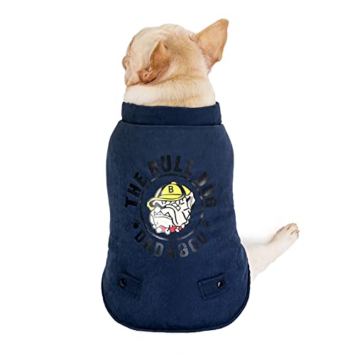 Klassische Hunde-Winterpullover Bulldog Kleidung Herbst und Winter Baumwollmantel Shar Pei Fetter Hund Winterkleidung Starling Weste Baumwollweste, 19GD Pitbull Baumwollweste D4- Navy, L von BGFA