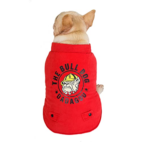 Klassische Hunde-Winterpullover Bulldog Kleidung Herbst und Winter Baumwollmantel Shar Pei Fetter Hund Winterkleidung Starling Weste Baumwollweste, 19GD Pitbull Baumwollweste D4-Rot, L von BGFA