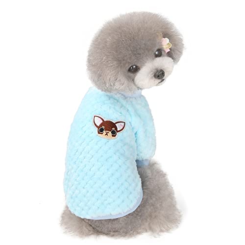 Klassische Hunde-Winterpullover Welpen Fleece Haustier Hundebekleidung Winter Warme Kleidung für Katzen und kleine Hunde, 20 Welpen Fleece-Blau, XXL Größe (Rückenlänge 40 cm: 13-16 Katzen) von BGFA