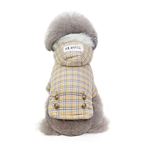 Weihnachten Hundepullover Mantel Haustier Hund Katze Kleidung Herbst und Winter Dicker Baumwollmantel als Bär Winter blau Karierter Warmer Mantel, Yinglan Karierter Mantel D8-Khaki, XL-Größe (empfoh von BGFA