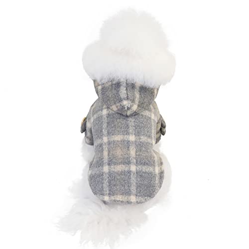 Weihnachten Hundepullover Mantel Hundebekleidung Herbst und Winter Tartan Windjacke Kleiner Hund Haustier Winter Warmer Baumwollmantel, A20 Tartan Windjacke-Khaki, Größe S (Rückenlänge 20 cm: geeign von BGFA