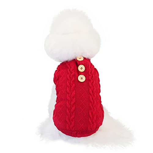 Weihnachten Hundepullover Mantel Hundebekleidung Herbst- und Winterbekleidung Woll-Baumwollweste Katze Kleiner Hund Haustier Herbst und Winter Plus Samtpullover, A20 Woll-Baumwollweste-rot, Größe L von BGFA