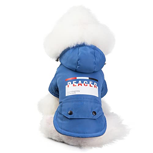 Weihnachten Hundepullover Mantel Hundekleidung, Winterkleidung, Wärme, wattierte Herbst- und Winterwärme, wattierte Kleidung, Haustierkleidung, Peace Guardian wattierte Kleidung, H10-blau, Größe S ( von BGFA