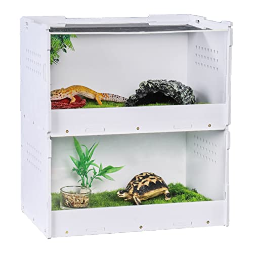 Futterbox für Reptilien, doppelstöckiges Insektenzuchthaus, transparenter Behälter aus Acryl-Terrarium für Eidechsen, Geckos, Schlangen, Schildkröten (40 x 30 x 37,5 cm) von BGFYUSF