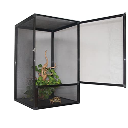 Futterbox für Reptilienhabitate, transparenter Reptilienzuchtbehälter, tragbares Acryl-Terrarium für Amphibien, Spinnen, Eidechsen, Skorpione, Tausendfüßler, Schildkröten, Schlangen (schwarz, 50 x 50 von BGFYUSF