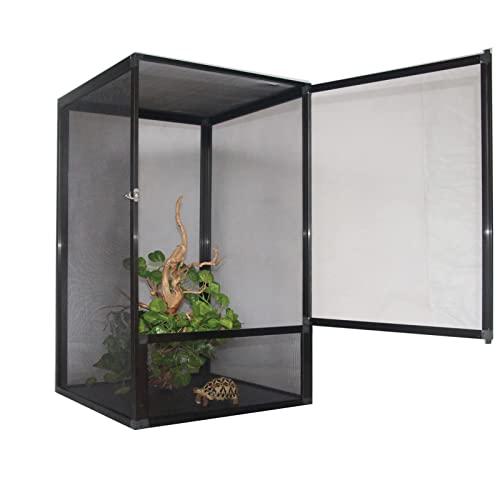 Reptile Habitat Futterbox, transparenter Reptilien-Zuchtkoffer, tragbares Acryl-Terrarium für Amphibien, Spinnen, Eidechsen, Skorpione, Tausendfüßler, Schildkröten, Schlangen (schwarz, 32 x 32 x 46 c von BGFYUSF