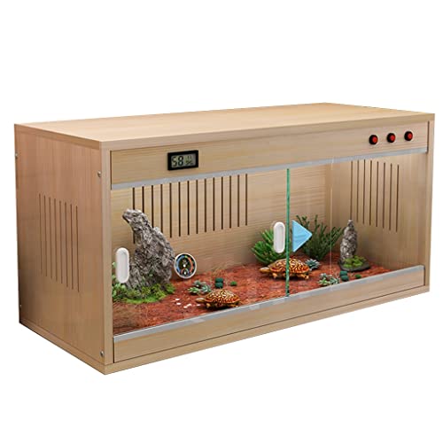 Vivarium-Box, Reptilien-Amphibienkäfig, große Futterbox aus Holz für Haustiere, Tierhaus, Reptilien-Terrarium, Inkubator mit Lüftungsschlitzen (braun, 100 x 40 x 42 cm) von BGFYUSF