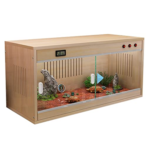 Vivarium-Box, Reptilien-Amphibienkäfig, große Futterbox aus Holz für Haustiere, Tierhaus, Reptilien-Terrarium, Inkubator mit Lüftungsschlitzen (braun, 80 x 40 x 42 cm) von BGFYUSF