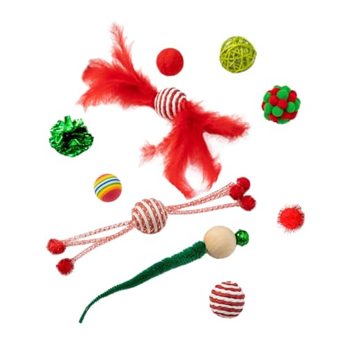 BHFYOB Christmas CatToy Zubehör FurryPompoms RattanMouse Katzenspielzeug Aufsätze Maus von BHFYOB