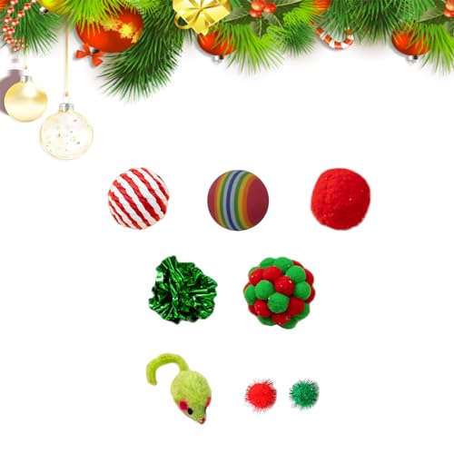 BHFYOB Christmas CatToy Zubehör FurryPompoms RattanMouse Katzenspielzeug Aufsätze Maus von BHFYOB