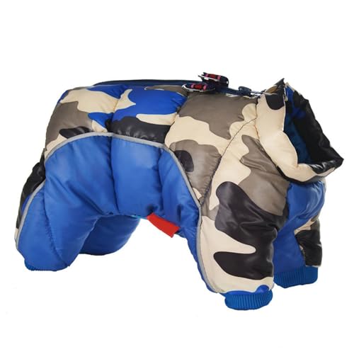 BHFYOB Haustier-Winter-Overall für Hunde, 4 Beine, Welpen, winddicht, mit Leinenhaken, warmer Mantel, dickes Futter, für kleine Hunde von BHFYOB