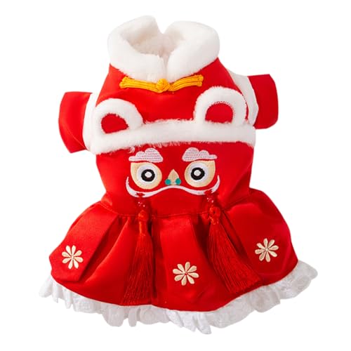 BHFYOB Hunde-Outfit für chinesisches Neujahr, pelziges Futter, festlicher Katzen-Schneeanzug, chinesisches Neujahrs-Outfit, Winterbekleidung von BHFYOB