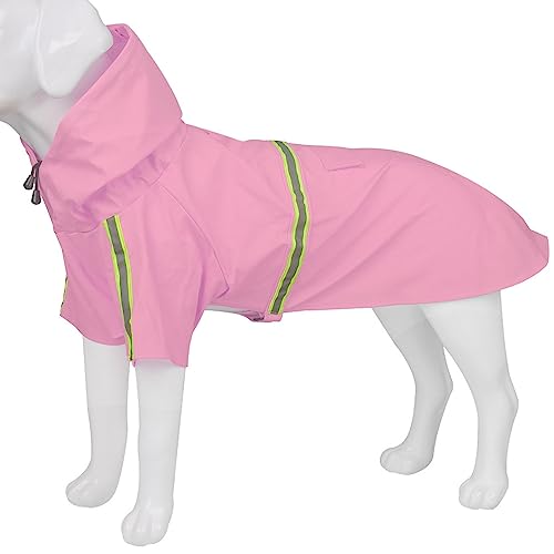 BHFYOB Hunde-Regenmantel, wasserdicht, Kapuzenjacke, Regenponcho, Haustier-Regenmantel, Kleidung mit reflektierenden Streifen, Outdoor-Hunde-Regenmantel von BHFYOB