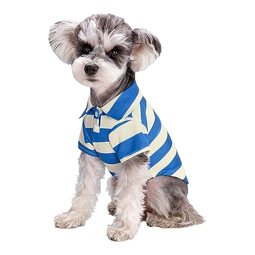 BHFYOB Hundebekleidung für kleine Haustiere, gestreift, Bichon-Hund, kurzärmelig, 2-Bein-Poloshirt, Welpen, Sommerkleidung, Outfits von BHFYOB