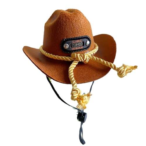 BHFYOB Modischer Cowboyhut für Katzen, Hunde, Festival, Party, Haustier-Cowboy-Mütze, Welpen-Kostüm, schöne kleine TopHats, Kopfbedeckung für Teddyhunde von BHFYOB