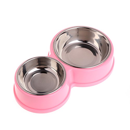 BHFYOB Pet Feeder + Waterer for Stainless Steel Bowl Anti Leak Water Fountain 2 in 1 Pet Tableware Dog Water Feeder von BHFYOB