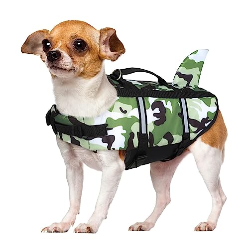 BHFYOB Pet Life Preserver Weste, Hundeschwimmweste, verstellbarer Gürtel mit Griff für Pool, verstellbare Hundekleidung von BHFYOB