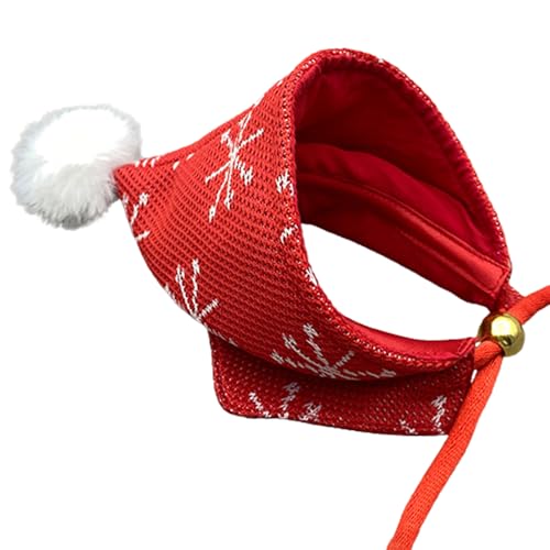 BHFYOB Weihnachtliches Haustier-Schneeflockenmuster, Kapuze mit verstellbarem Kinnseil, Haustier-Schal, niedliches Speichel-Handtuch für Hunde und Katzen von BHFYOB