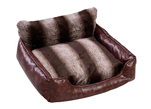 BIANCHERIAWEB Elegance Hundebett für Hunde und Katzen, weiches Kissen mit Leder-Effekt, Hundebett für Haustiere, Farbe Braun von BIANCHERIAWEB