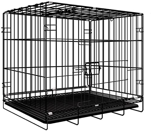 Hundekäfige – Hundelaufstall,2-türiger Drahtkäfig/Zuhause,Welpenkäfig mit Abnehmbarer Kunststoffschale,robuste Box,perfekt für das Welpentraining (schwarz,50 x 37 x 40 cm,geeignet für 4 kg) von BICIBO