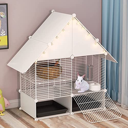 Kaninchenkäfig Indoor Hasenstall – Meerschweinchenkäfige,mit herausnehmbaren ausziehbaren Tabletts für den Innenbereich Kleintier-Kaninchenkäfig Kleintierstall – Weiß (B 75 * 39 * 89 cm) von BICIBO