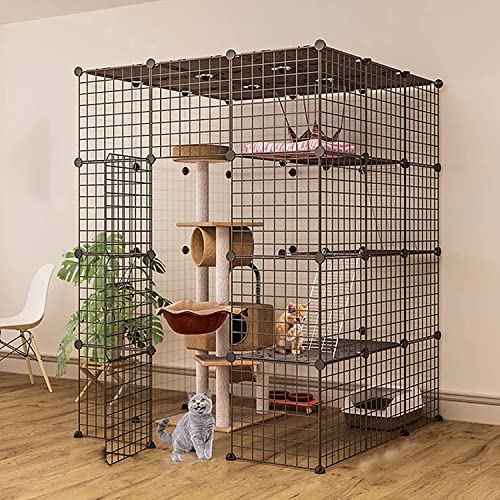 Katzenkäfig,Frettchenkäfig Indoor-Katzenlaufstall,Katzenzwinger Metalldrahtzwinger Kiste Kleintierkäfig für Kätzchen Meerschweinchen Ideal für 1-4 Katzen (110 * 110 * 146 cm) von BICIBO