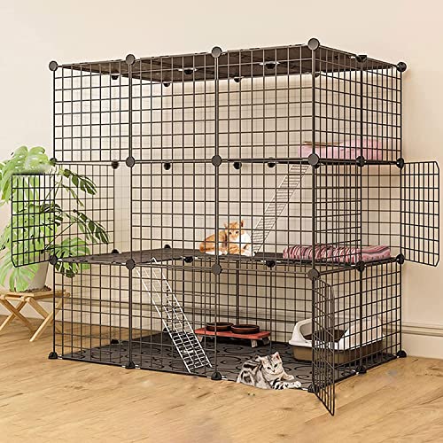 Katzenkäfig,Frettchenkäfig Indoor-Katzenlaufstall,Katzenzwinger Metalldrahtzwinger Kiste Kleintierkäfig für Kätzchen Meerschweinchen Ideal für 1-4 Katzen (111 * 75 * 109 cm) von BICIBO