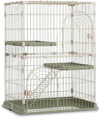 Katzenkäfig,großer Katzenkäfig für den Innenbereich,Katzenlaufstall,Metalldraht,Zwinger,Kleintierkäfig für Kätzchen,Meerschweinchen,ideal für 1–4 Katzen (grüner zweiter Stock) von BICIBO