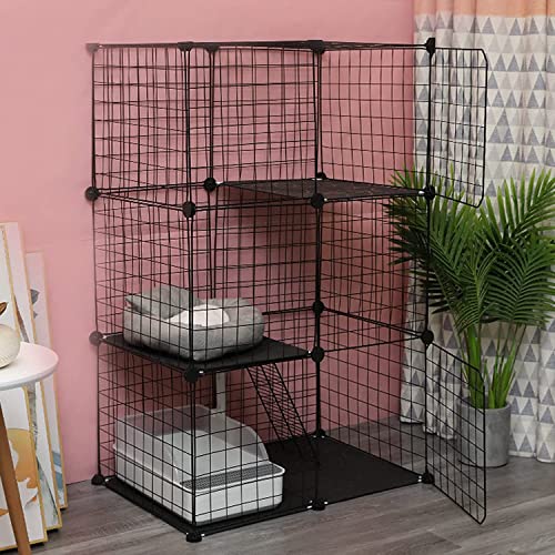 Katzenkäfige für den Innenbereich,groß,Katzenlaufstall,Metalldraht,Hundehütte,Kleintierkäfig für Kätzchen,Nerze,ideal für 1-2 Katzen (75 * 35 * 109 cm) von BICIBO