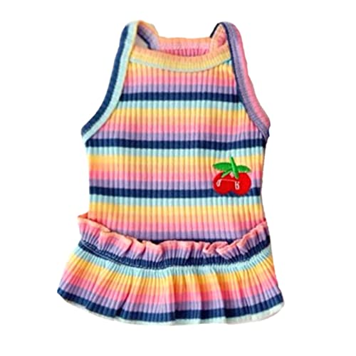 Hunde-Sommerkleid mit Regenbogenstreifen, weich, atmungsaktiv, für kleine und mittelgroße und große Hunde, Mädchen, Welpen, leichte Haustierkleider von BIECWIAY