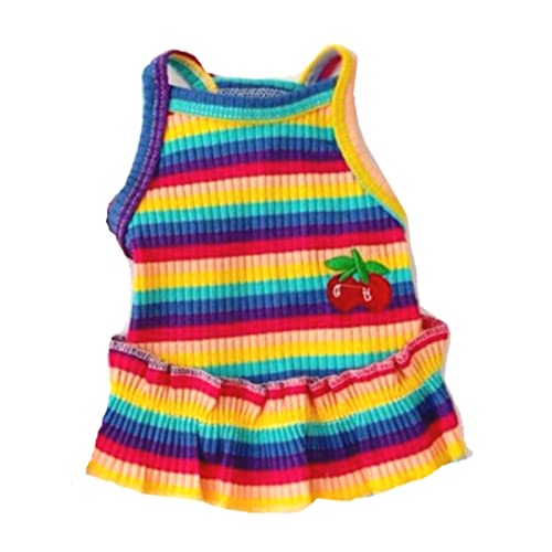 Hunde-Sommerkleid mit Regenbogenstreifen, weich, atmungsaktiv, für kleine und mittelgroße und große Hunde, Mädchen, Welpen, leichte Haustierkleider von BIECWIAY