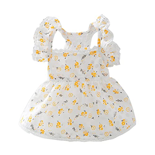 Hundekleid Weich Atmungsaktiv Welpenkleider Elegant Prinzessin Spitze Floral Haustier Kleid mit Sonnenblume für Kleine Hunde von BIECWIAY