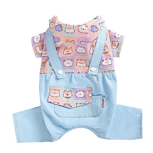 BIECWIAY Niedlicher Hunde-Overall, Cartoon-Hemden für kleine Haustiere, Rosa, Blau, L, Unisex, Hunde, Overall, Hundebekleidung von BIECWIAY