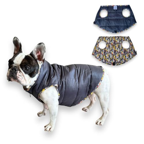 BIG RAM Haustiere, wasserdichte Winter-Hundejacke, wendbar, kaltes Wetter, exklusives farbiges Design, Schneejacke, Weste für kleine, mittelgroße und große Hunde (Camuflage/Carbon, Größe M) von BIG RAM