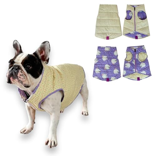 BIG RAM Haustiere, wasserdichte Winter-Hundejacke, wendbar, kaltes Wetter, exklusives farbiges Design, Schneejacke, Weste für kleine, mittelgroße und große Hunde (Einhorn/gelbe Sterne, Größe XXL) von BIG RAM