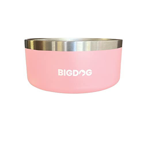 BigDog Hundenäpfe, Hundenäpfe für große Hunde, Edelstahl Hundenäpfe, kein Verschütten Hundenäpfe, Hundenapf und Wassernapf (1,8 l, Rosa) von BIGDOG