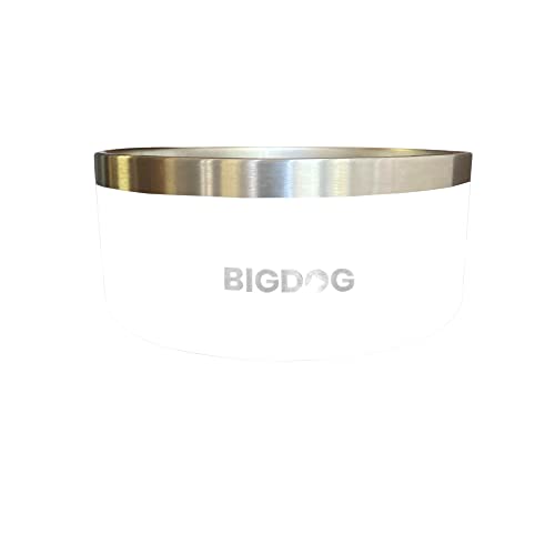 BigDog Hundenäpfe, Hundenäpfe für große Hunde, Edelstahl Hundenäpfe, kein Verschütten Hundenäpfe, Hundenapf und Wassernapf (1,8 l, Weiß) von BIGDOG