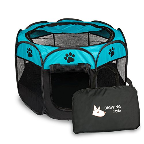 BIGWING Style Welpenlaufstall/Tierlaufstall/Hundehütte/Welpenauslauf/Laufstall für Hunde/Katzenhaus/Wasserdichtes Zelt für Kleintiere wie Hunde, Katzen Größe M/L von BIGWING Style